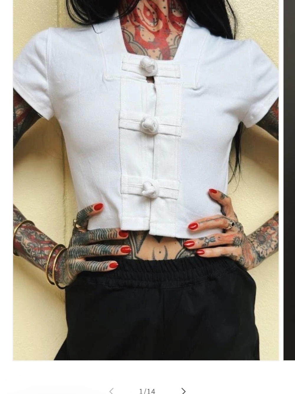 White Cropped Button-Front Top - Modern Asian-Inspired Style